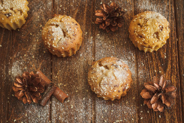 Light muffins with sesame and cones