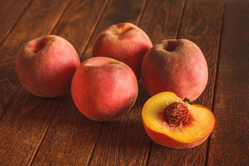 Group of ripe red peaches