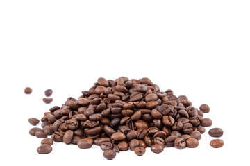 Coffee beans on a white background.
