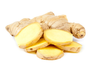 Ginger root on a white background.