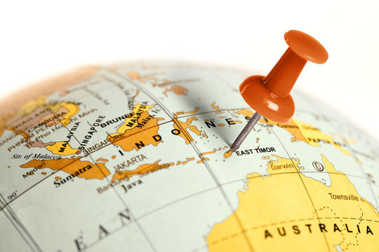 Location East Timor. Red pin on the map.