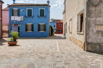 Small square in burano island, Venice, Italy