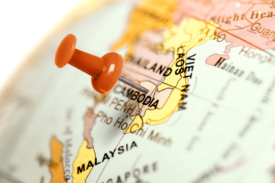 Location Cambodia. Red pin on the map.