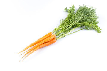 fresh carrots isolated on white background
