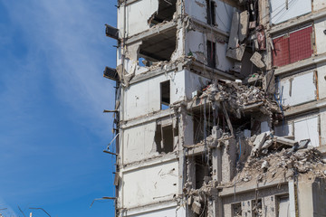 Fototapeta premium Demolished house before reconstruction