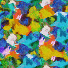Colorful blue yellow patches abstract seamless texture oil brush painting
