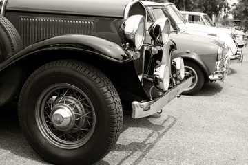 Black and white color of classic car - vintage style