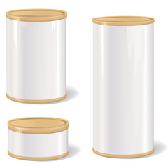 Metal Packing Box collection. Tin can set. Cilinder shape retro gift  package