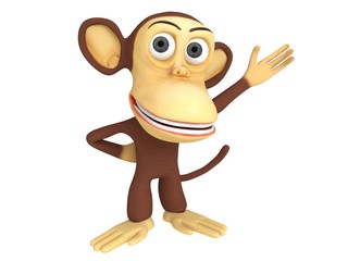 3d cute monkey presenting something