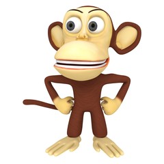 3d cute monkey with arms akimbo