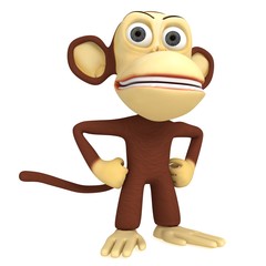 3d cute monkey with arms akimbo