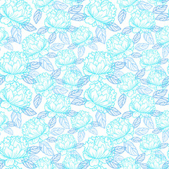 vector seamless pattern with beautiful flower peones and roses 