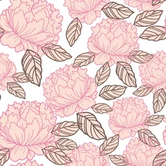 Foto auf Acrylglas vector seamless pattern with beautiful flower peones and roses  © vavavka