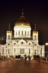 Majestic orthodox Cathedral of Christ Saviour illuminated in the night