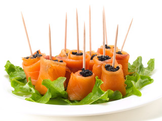Salmon Rolls with Caviar