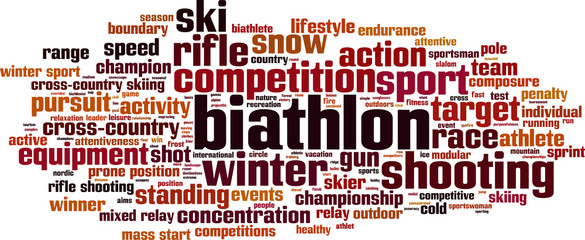 Biathlon word cloud concept. Vector illustration