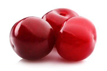 Fresh cherry isolated on white