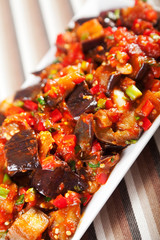 Eggplant, peppers and tomatoes appetizer