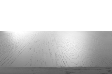 White wooden table on white background