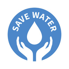 Water conservation - save water - badge or seal flat icon