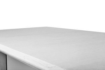 White wooden table on white background