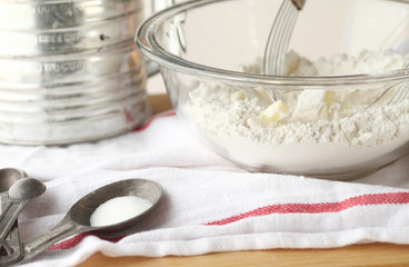 Baking equipment with butter and flour