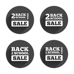 Back to school icons. Studies after the holidays