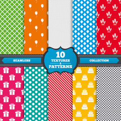 Birthday party icons. Cake and gift box symbol