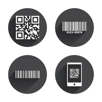 Bar and Qr code icons. Scan barcode symbol.