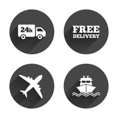 Cargo truck, shipping. Free delivery service