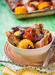 Roasted chicken with vegetables