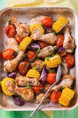 Roasted chicken with vegetables