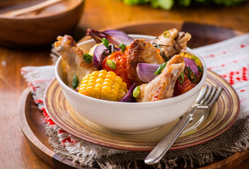 Roasted chicken with vegetables