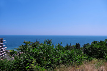 Blue sea with waves and clear blue sky