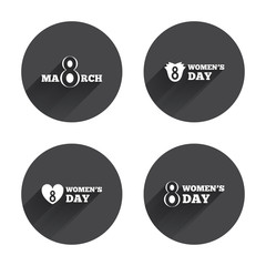 8 March Women's Day icons. Flowers symbols.