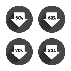 Sale arrow tag icons. Discount symbols.