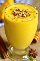Homemade spicy pumpkin milkshake.