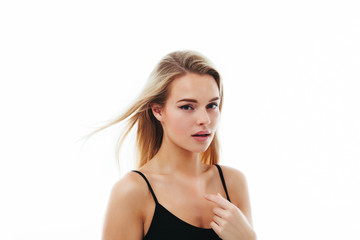 Fototapeta premium Fitness healthy women in studio isolated