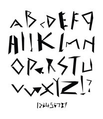 Simple geometric futuristic font alphabet