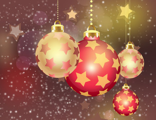 Fototapeta na wymiar Christmas theme with gold orange glass balls