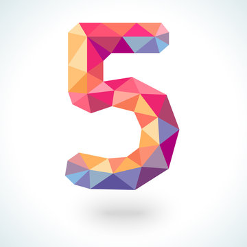 Number five in modern polygonal crystal style. 