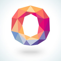 Number zero in modern polygonal crystal style.  illustration