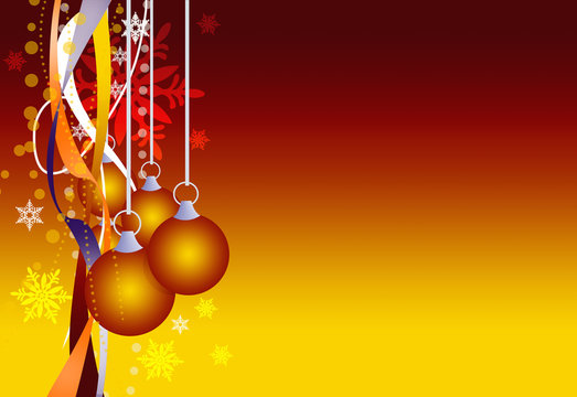 Christmas theme with gold orange glass balls