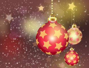 Fototapeta na wymiar Christmas theme with gold orange glass balls