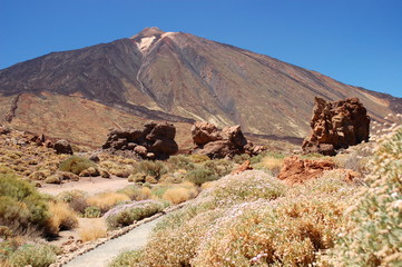 malowniczy krajobraz parku narodowego teide na teneryfie
