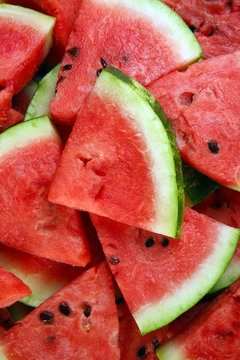 Slices of ripe watermelon close up