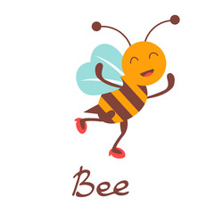 Cute colorful bee character illustration