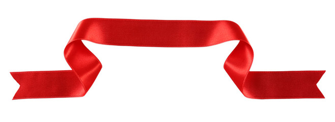 Red silk ribbon isolated on white
