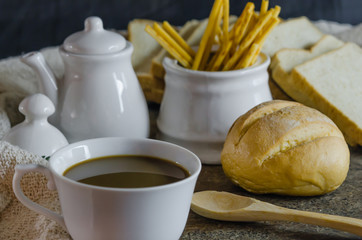hot coffee and bread