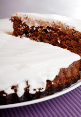 Chocolate cake with white cream